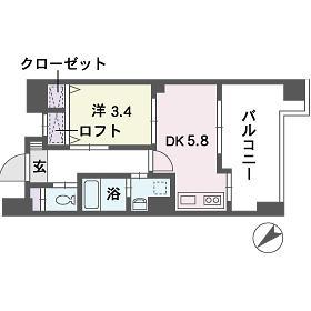 QREST博多東Ⅰ(1SDK/6階)の間取り写真