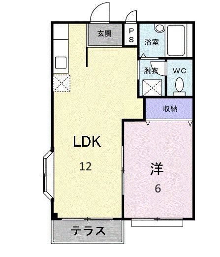 ニューシティ-B(1LDK/1階)の間取り写真