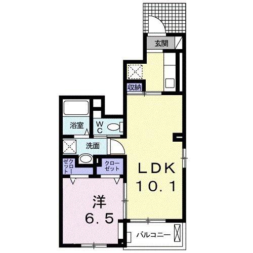 グレイス ワン(1LDK/1階)の間取り写真