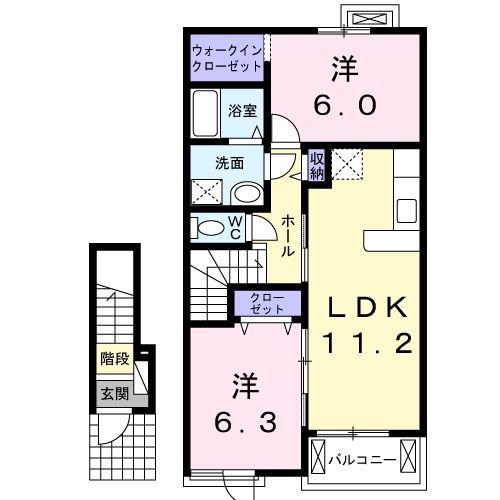 KOKOの家(2LDK/2階)の間取り写真