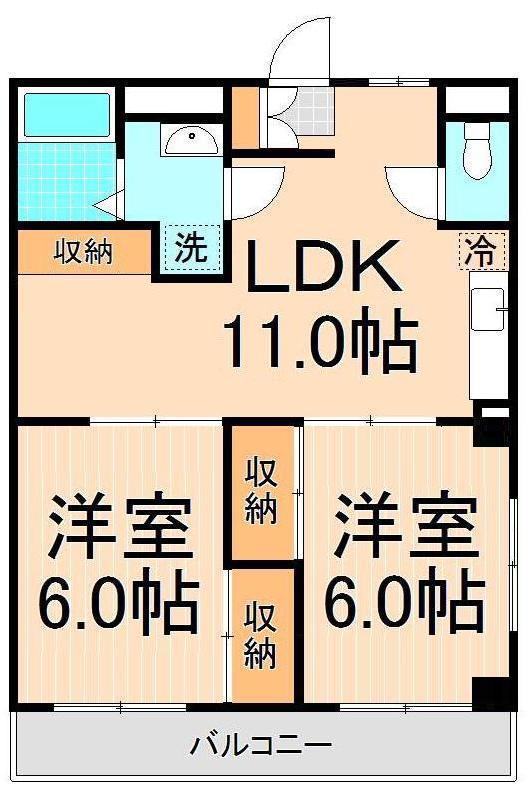 メゾンクレメンス(2LDK/3階)の間取り写真