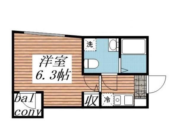 LIBERTA高砂(1K/3階)の間取り写真