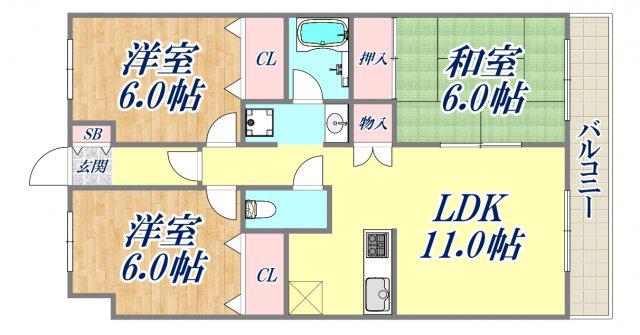 ひよどり(3LDK/5階)の間取り写真