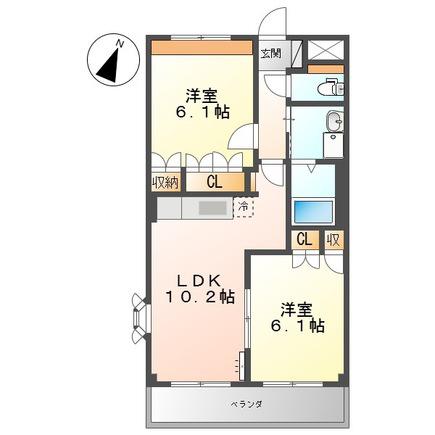 ラングウッド(2LDK/2階)の間取り写真