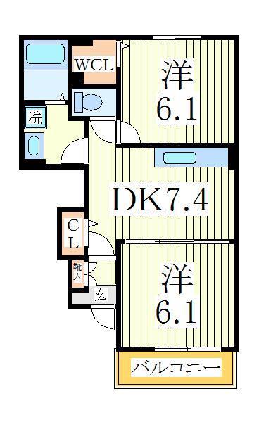 フレ アビタシオンG(2DK/1階)の間取り写真