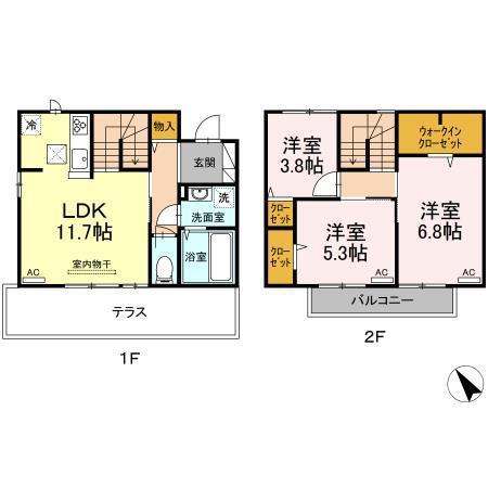メゾン黄金町B(3LDK/1階)の間取り写真