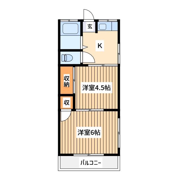 藤荘(2K/1階)の間取り写真