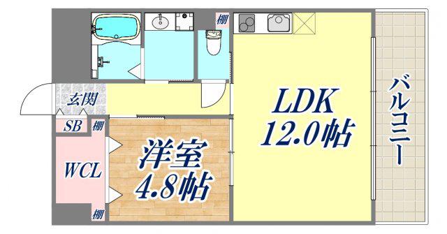 ウィスタリア立花(1LDK/8階)の間取り写真