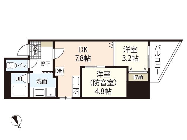 MERRY GATE東白島(1SDK/11階)の間取り写真