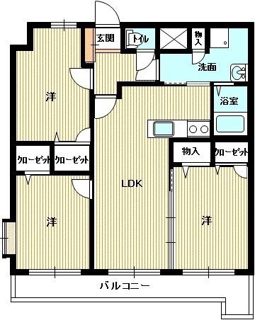 べスタ防府(3LDK/5階)の間取り写真