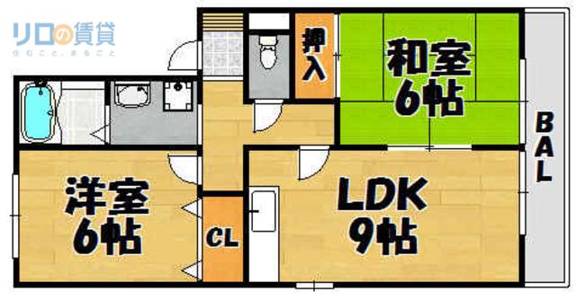 サンハイム(2LDK/2階)の間取り写真