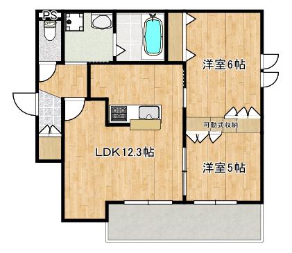 MAISON DE TRINITY Eメゾンドトリニティイー(2LDK/3階)の間取り写真