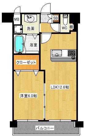 ラファセエスティーロ箱崎駅前(1LDK/8階)の間取り写真