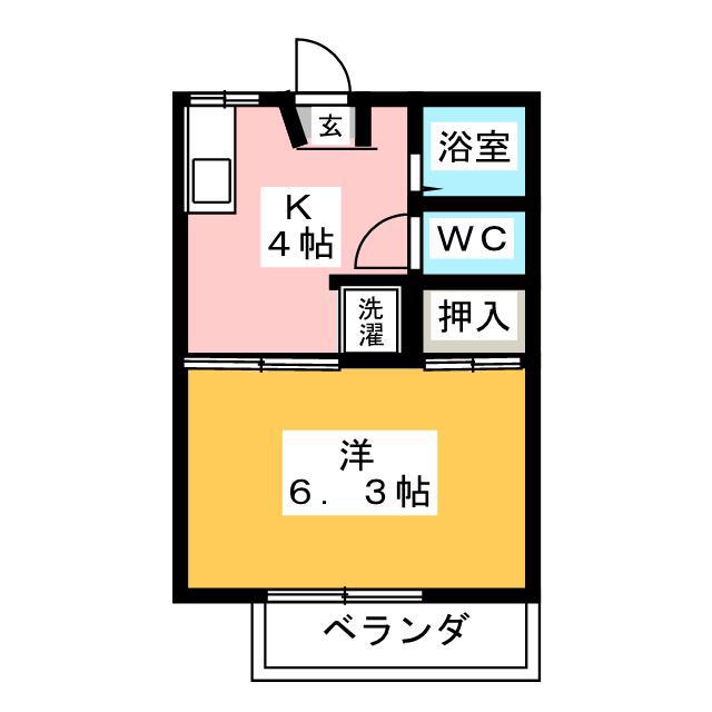コーポ後田B(1DK/2階)の間取り写真