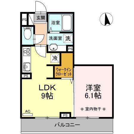 A-ROOM寒河江(1LDK/3階)の間取り写真