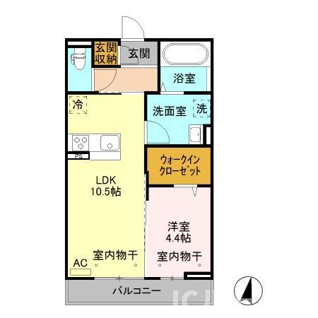 レフィナードA(1LDK/3階)の間取り写真