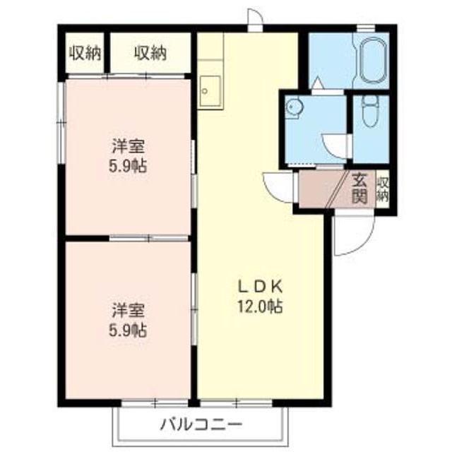 ソレイユA(2LDK/2階)の間取り写真