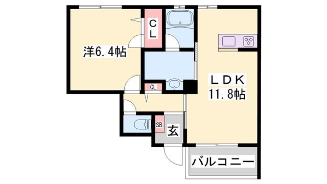 シャーメゾンオリンピア(1LDK/1階)の間取り写真