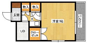 ファサードヴィオレ(1K/1階)の間取り写真