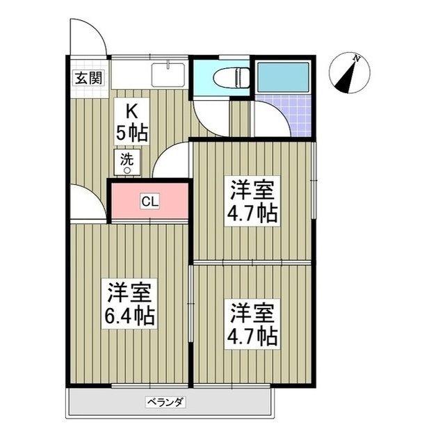 リブレス桐生堤町B(3K/2階)の間取り写真