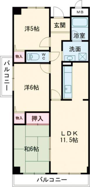 フレグランス鶴見(3LDK/2階)の間取り写真