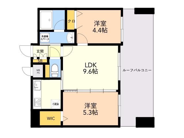 QUINTET MINAMI FUKUOKA(2LDK/8階)の間取り写真