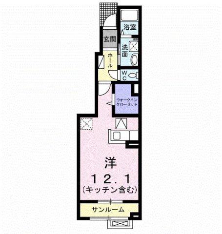 リアン町村(ワンルーム/1階)の間取り写真