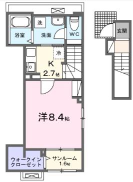 ヴィラフォーレ(1K/2階)の間取り写真