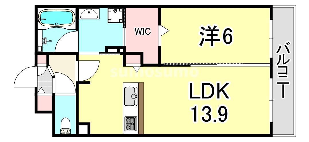 ルーナクレシェンテ(1LDK/1階)の間取り写真