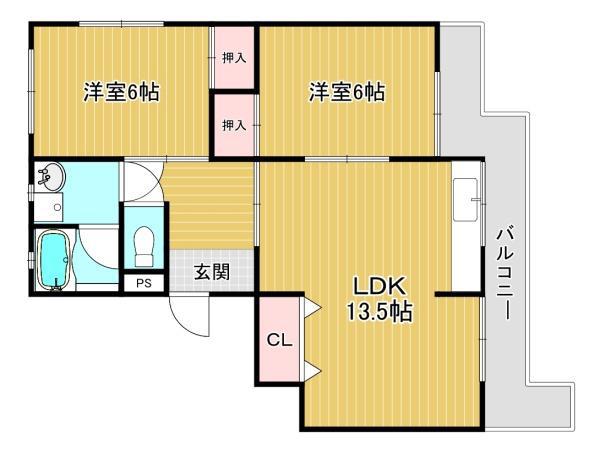 パークテラス明和台(2LDK/2階)の間取り写真