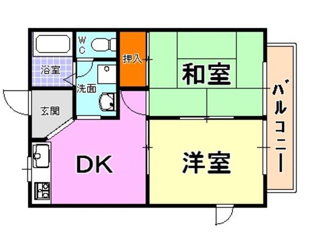 サニーコート岡本(2DK/2階)の間取り写真