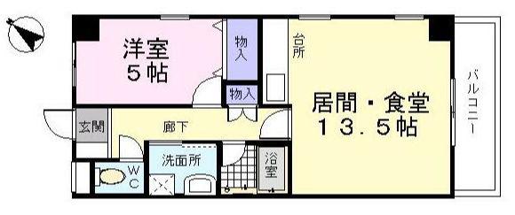 第3マサキビル(1LDK/5階)の間取り写真