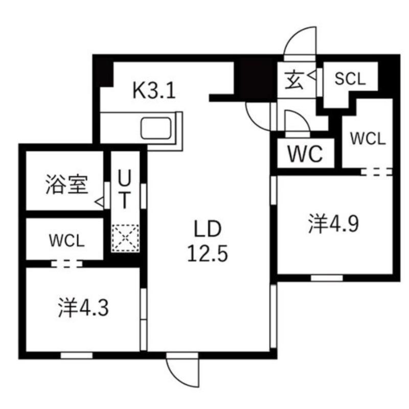 BLANC IRIS HIRAGISHI SENNA平岸4-6MS(2LDK/2階)の間取り写真