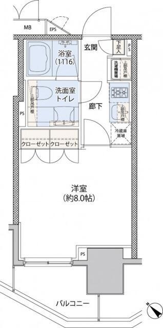 レジディア文京小石川II(1K/2階)の間取り写真