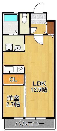 エルミタージュヒルズI(1LDK/1階)の間取り写真