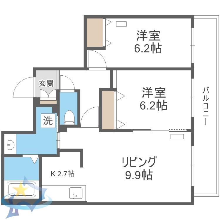 グランメール行啓通(2LDK/4階)の間取り写真