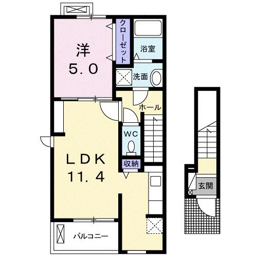 ヴィッラ ローザ(1LDK/2階)の間取り写真