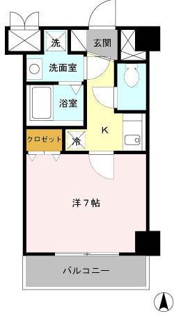 ヴィラマリオン(1K/4階)の間取り写真