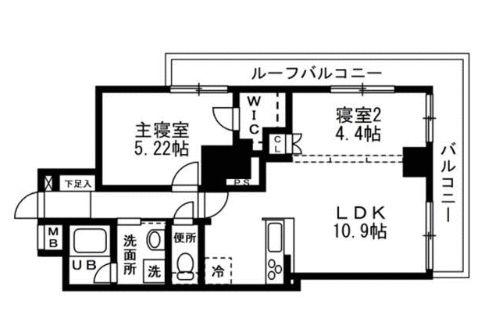 カッシア南大塚(2LDK/11階)の間取り写真