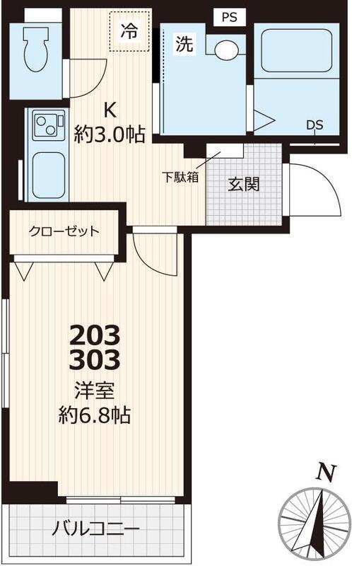 東京メトロ丸ノ内線 新大塚駅 徒歩7分 3階建 築6年(1K/3階)の間取り写真