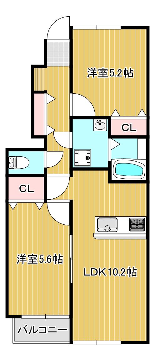 MYESTATE妹尾駅前(2LDK/1階)の間取り写真