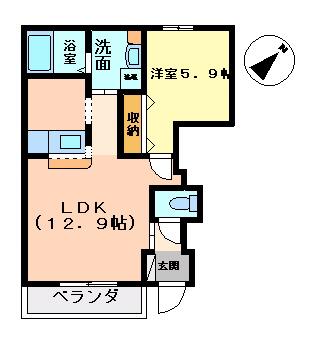 ノーブル・ファイン・アクア(1LDK/1階)の間取り写真