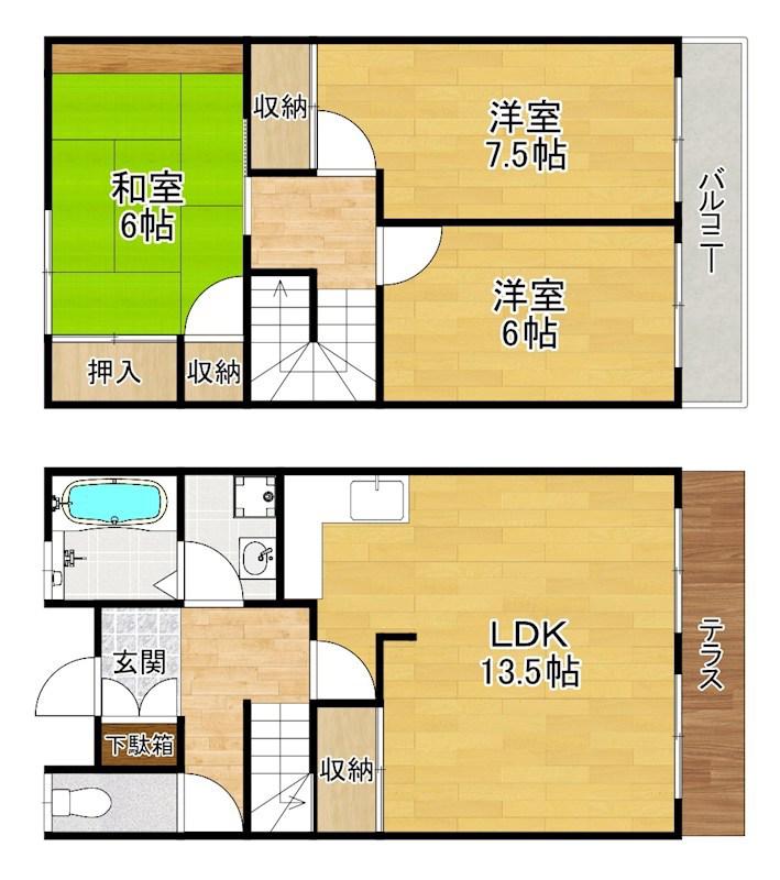香里ケ丘11ー29ー18(3LDK/1階)の間取り写真