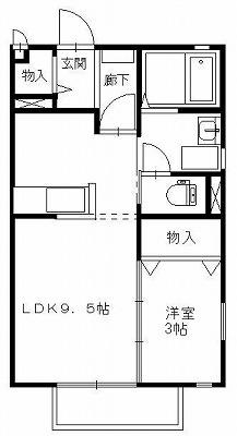グッドラック(1SK/1階)の間取り写真