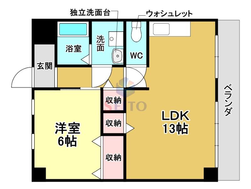 グレイスガーデン豊中(1LDK/4階)の間取り写真