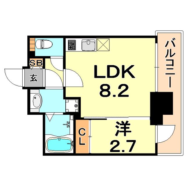 アドバンス三宮ラシュレ(1LDK/5階)の間取り写真