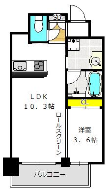 ノルデンハイム同心(1LDK/10階)の間取り写真