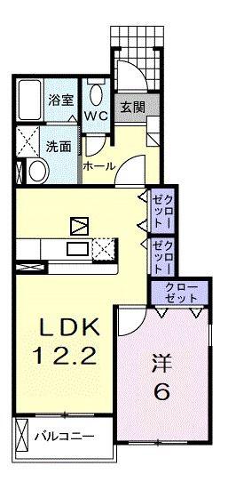 アルバソーレS(1LDK/1階)の間取り写真