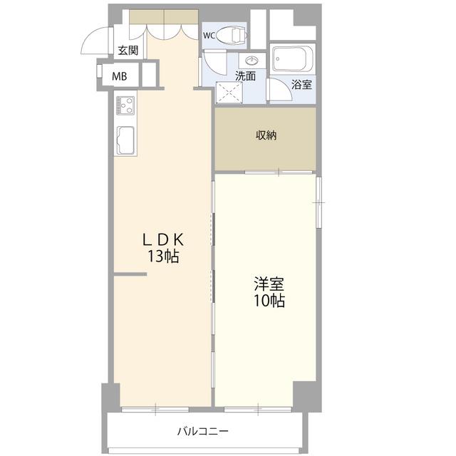 茶屋坂コータース(1LDK/7階)の間取り写真