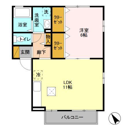 アットイーズ V(1LDK/1階)の間取り写真